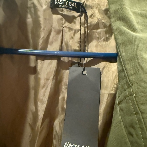 Nasty Gal Back to Mac Two Tone Oversized Trench Coat Khaki Button Size 14 New - Picture 7 of 7